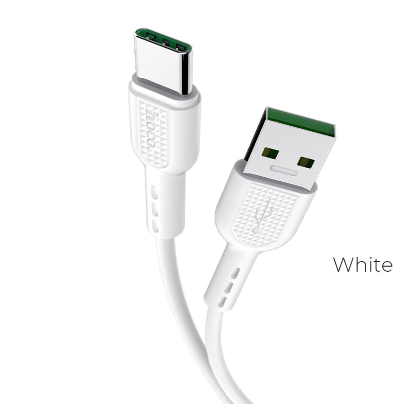 White USB cable with one end Type-C and the other USB connector on a white background.