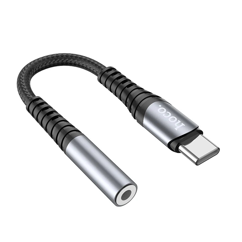Type-C to 3.5mm audio adapter cable on a white background