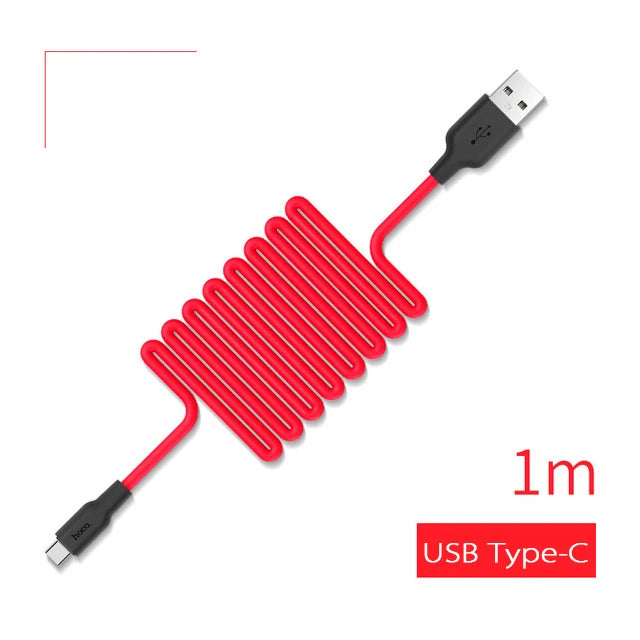 Red USB Type-C cable on a white background with '1m' label