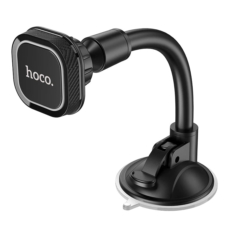 Black car phone holder with 'hoco' branding on a white background