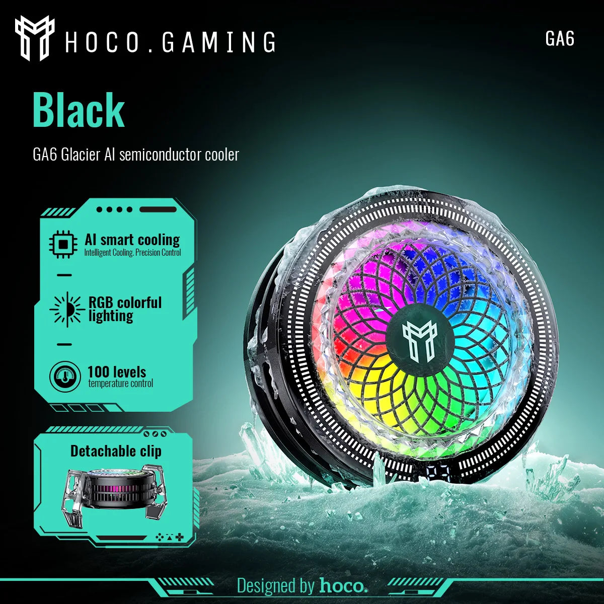 HOCO GA6 AI Magnetic Phone Cooler with RGB Display