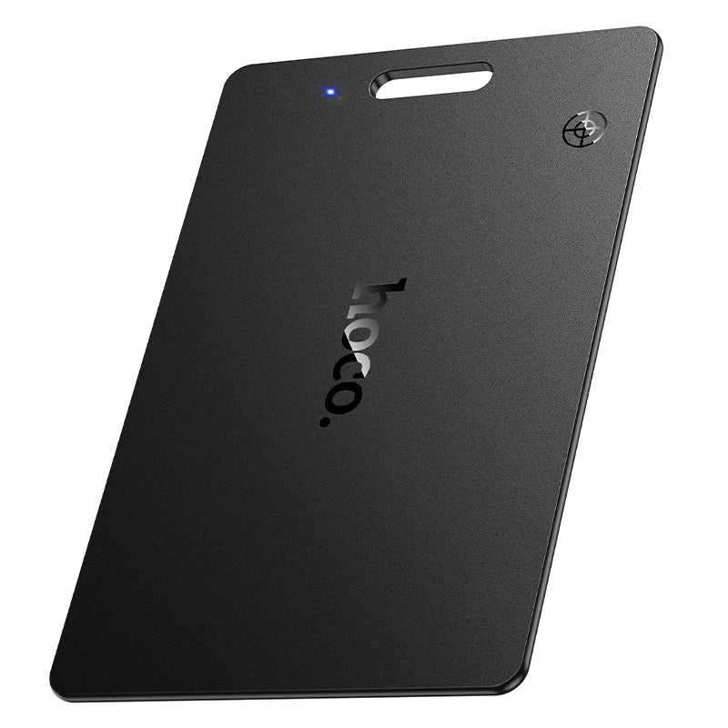 Black rectangular device with a brand logo on a white background