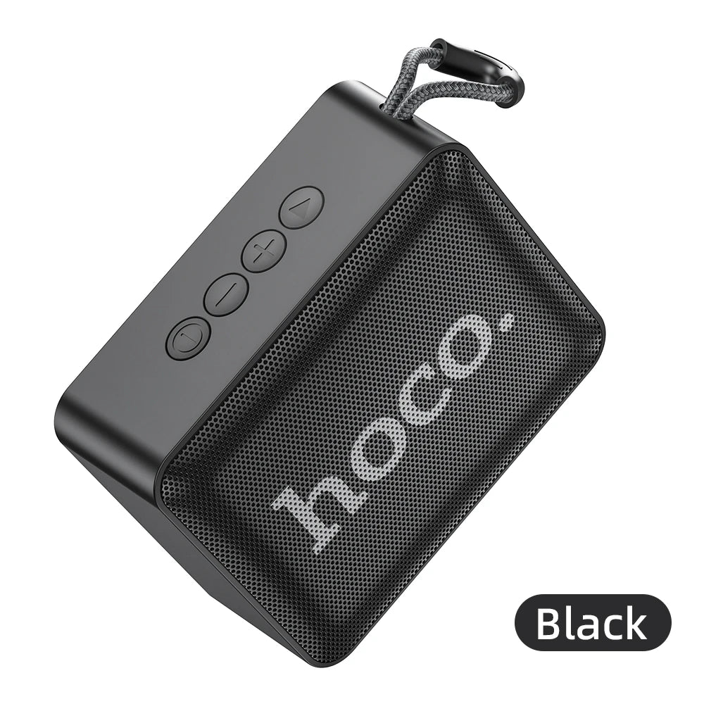 Black portable speaker with 'HOCO' branding on a white background
