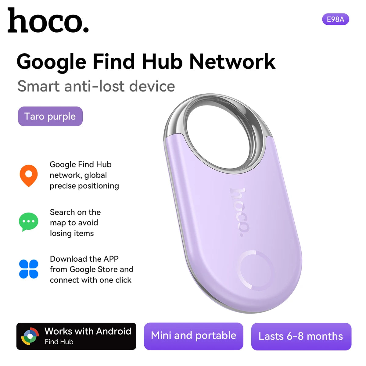HOCO E98A Smart Tracker Compatible with Google Find My Device