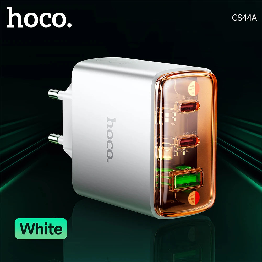 White hoco. USB charger on a black background