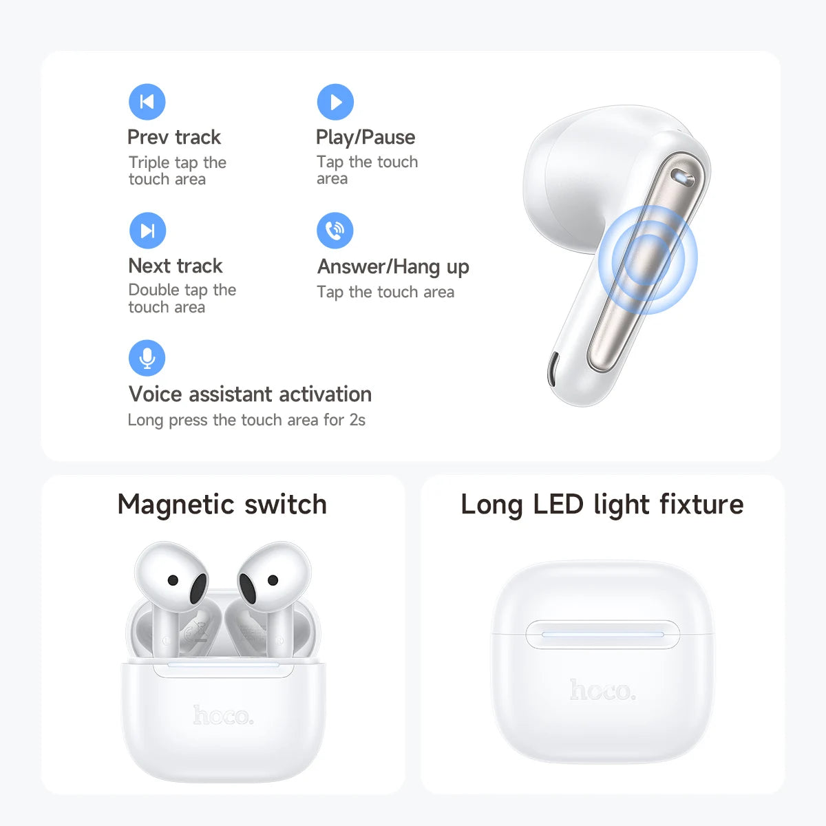 HOCO EQ38 App-Controlled Semi-In-Ear Wireless Earbuds