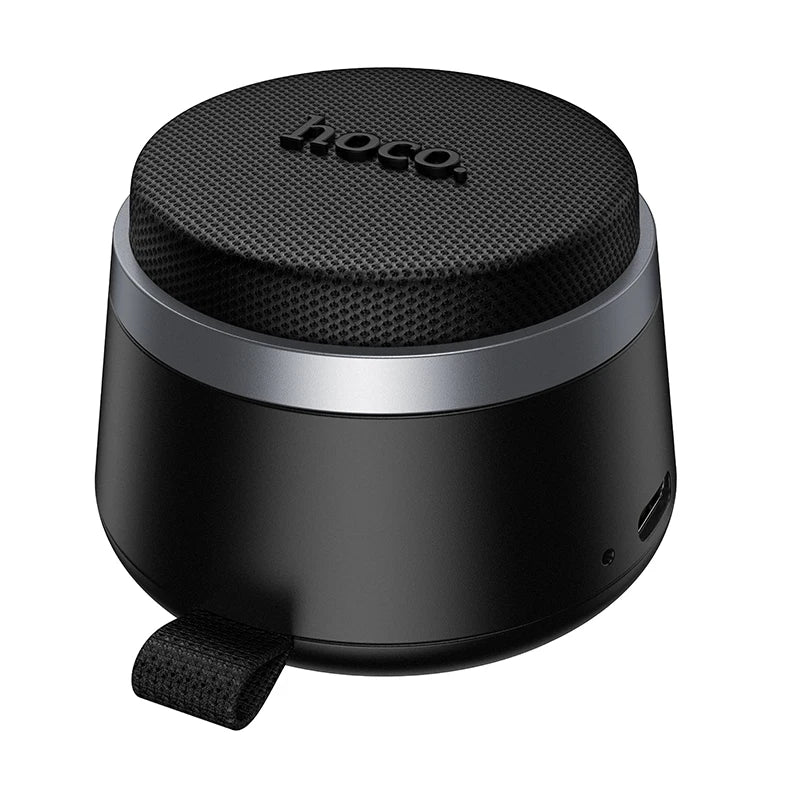 Black portable speaker with 'HOCO' branding on a white background