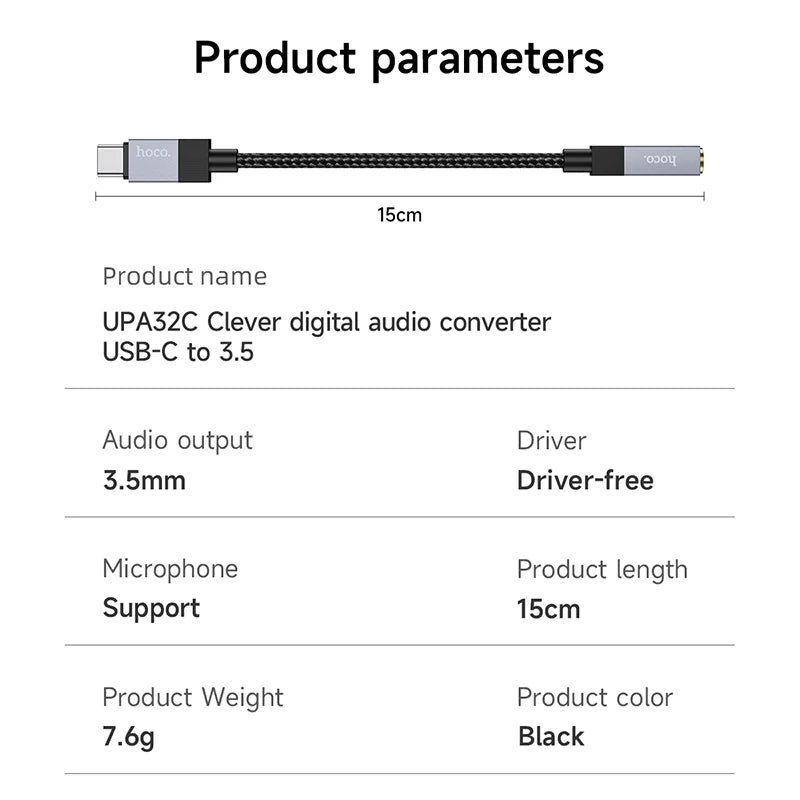 HOCO UPA32C USB-C to 3.5mm Audio Adapter with DAC