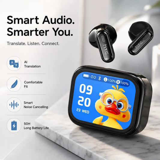 HTC NE68 AI Translation Earbuds with Smart Display
