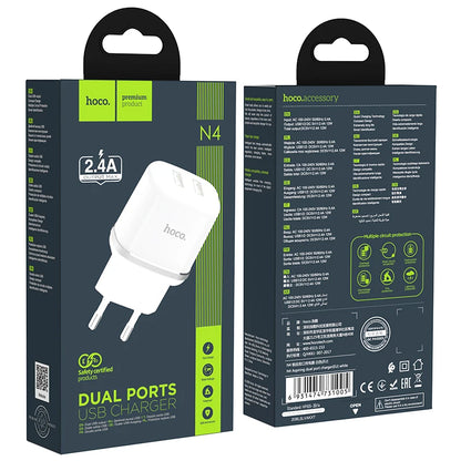 HOCO N4 Dual USB Wall Charger 2.4A – EU Plug