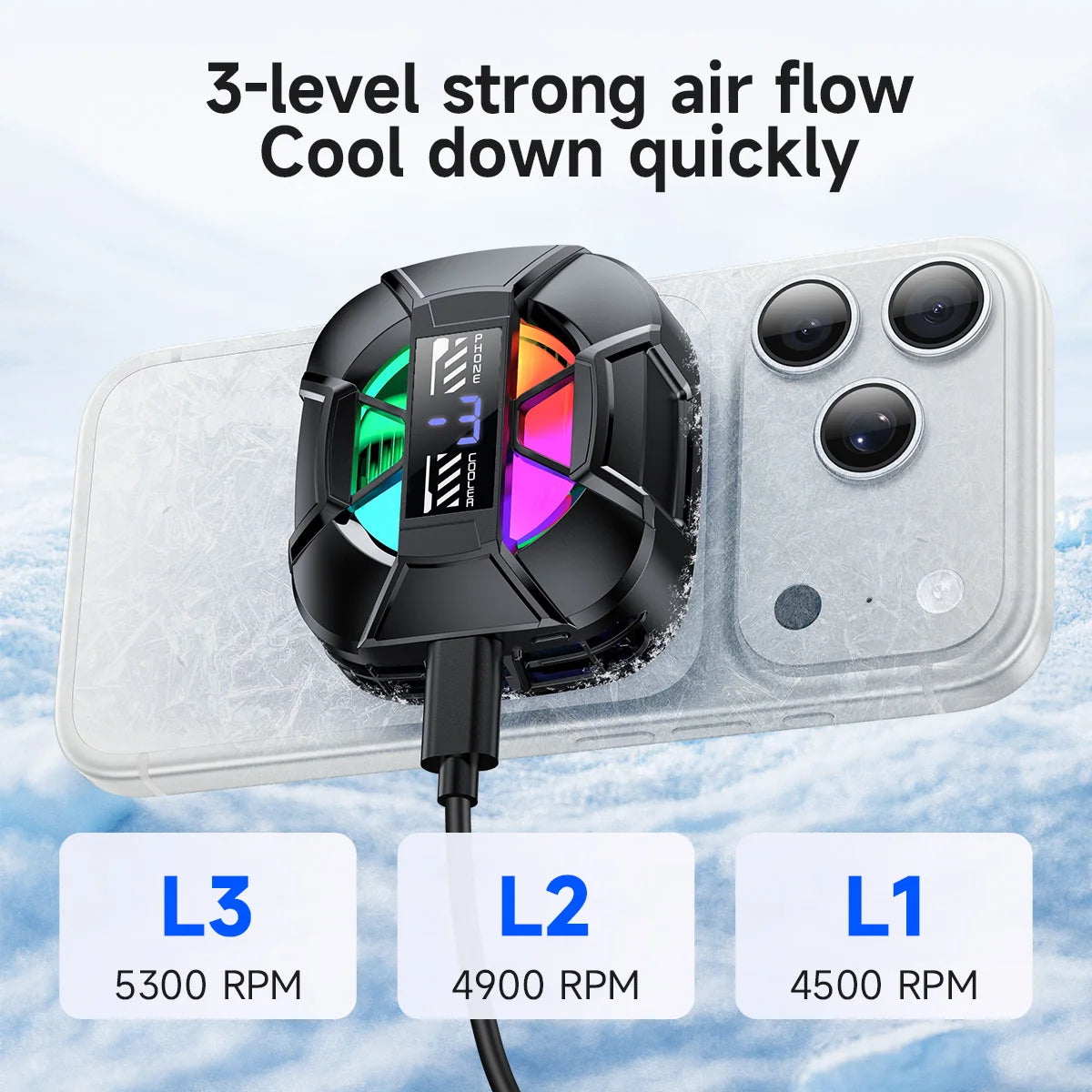 HOCO GA5 Magnetic Phone Cooler with Digital Display and RGB