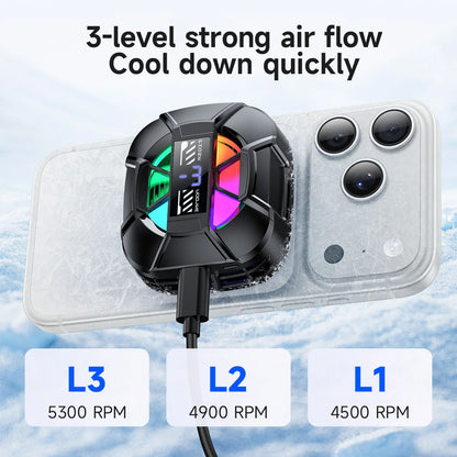 HOCO GA5 Magnetic Phone Cooler with Digital Display and RGB