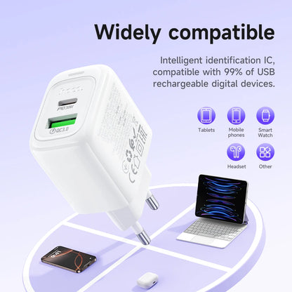 HOCO CS55A Dual Port PD 30W + QC 3.0 Wall Charger