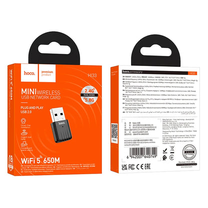 HOCO HI33 USB Wi-Fi Adapter 600Mbps for PC and Laptop
