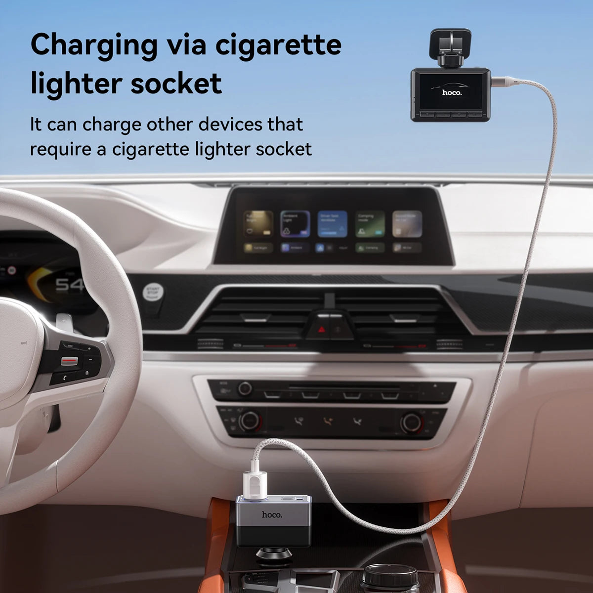 HOCO Z65A 165W Car Charger with PD45W and Cigarette Lighter Port