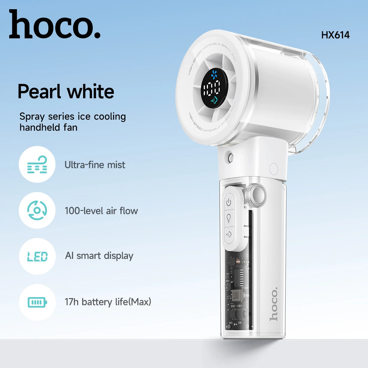 HOCO HX614 Portable Misting Fan with Digital Display