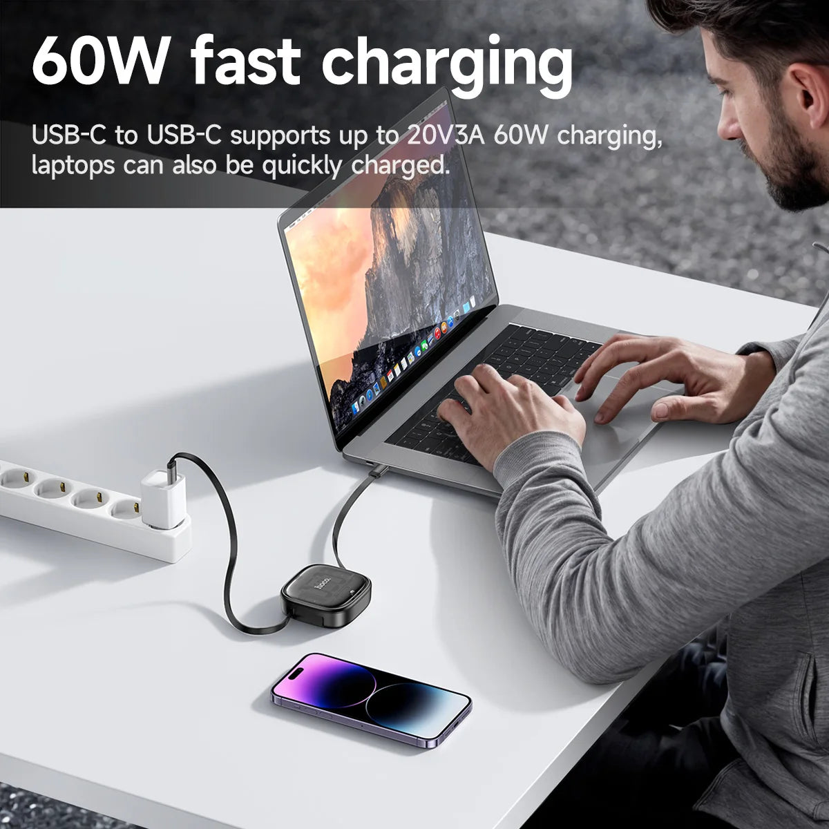 HOCO U140 6-in-1 Retractable Charging Cable Kit 60W