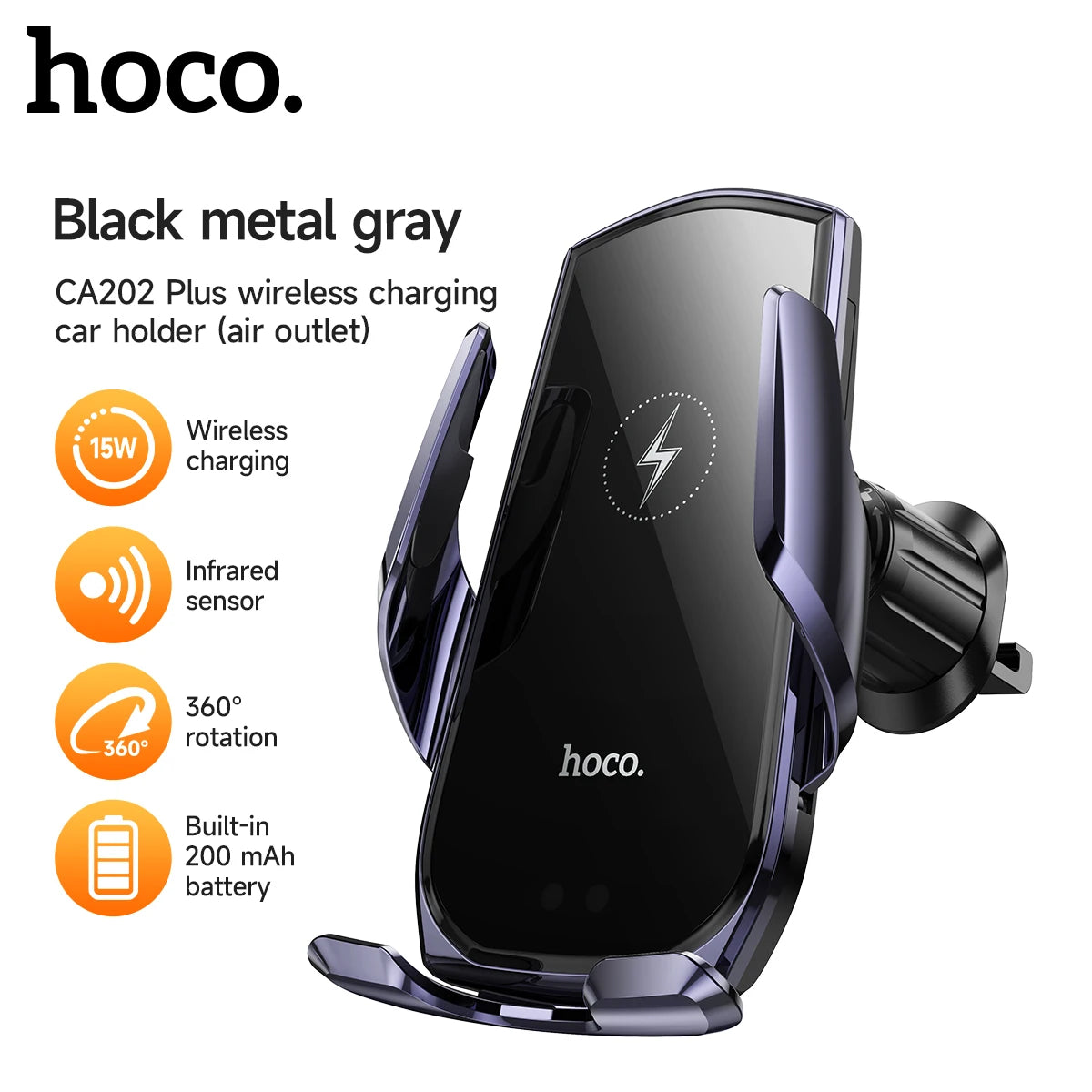 HOCO CA202 Plus 15W Smart Wireless Car Holder