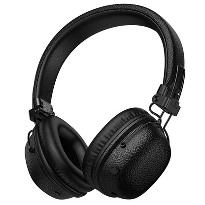 Black headphones on a white background
