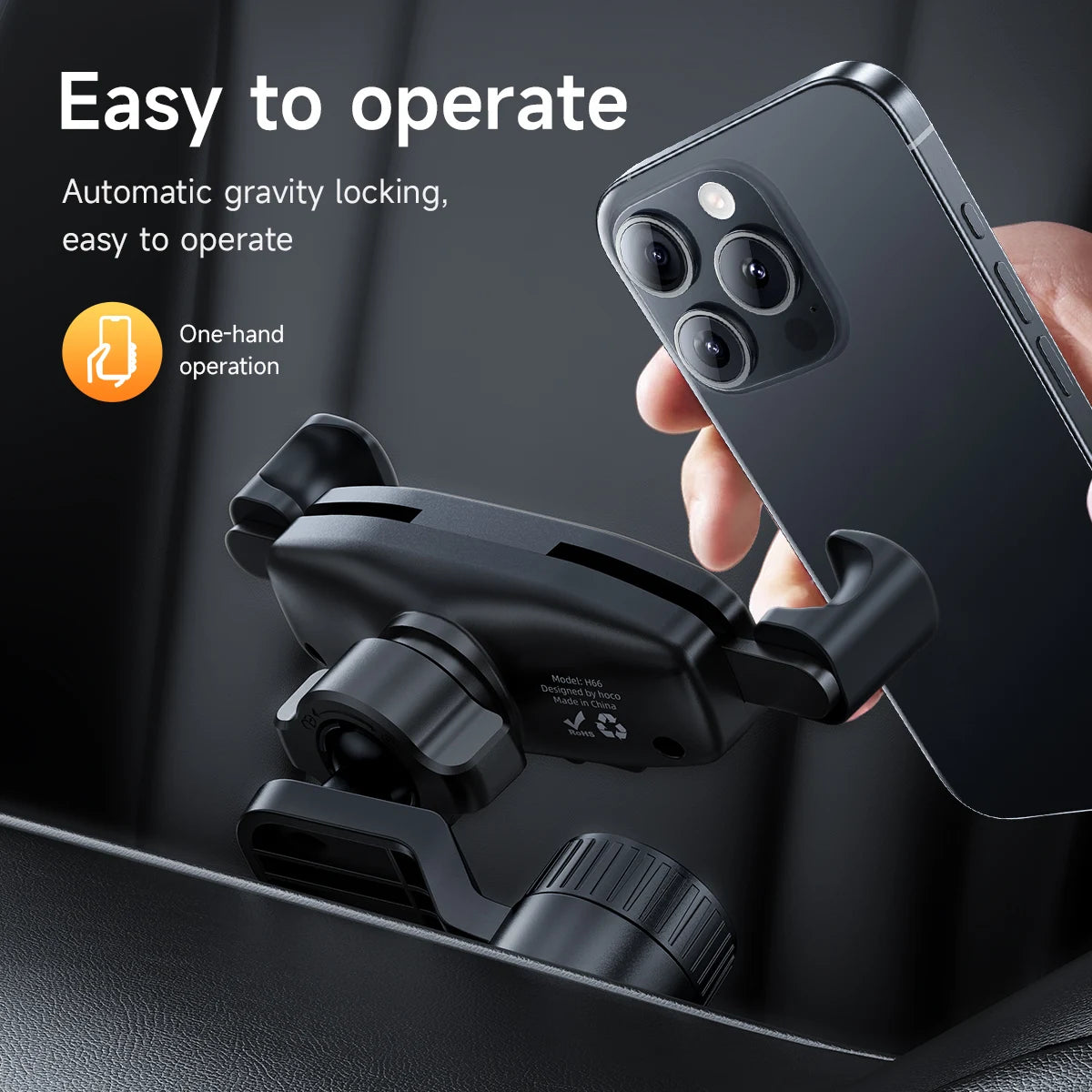 HOCO H66 Gravity Car Air Vent Phone Holder – 360° Rotation