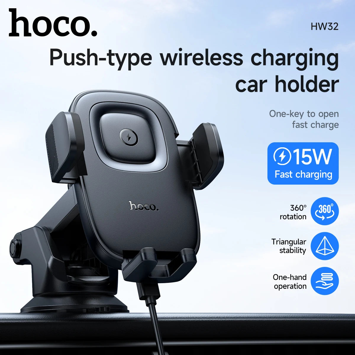 HOCO HW32 Signature Wireless Charging Car Mount