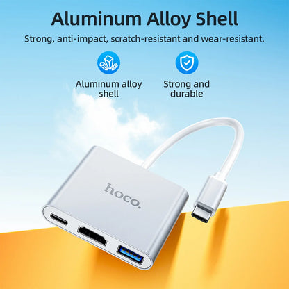 HOCO HB14 3-in-1 USB-C Hub with HDMI, USB 3.0 and PD Charging