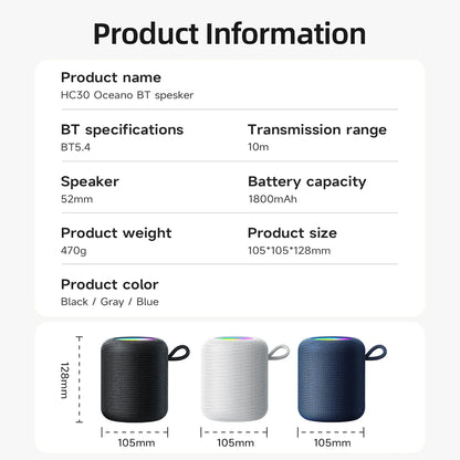 HOCO HC30 LED Mini Bluetooth Speaker – 5W Portable Sound