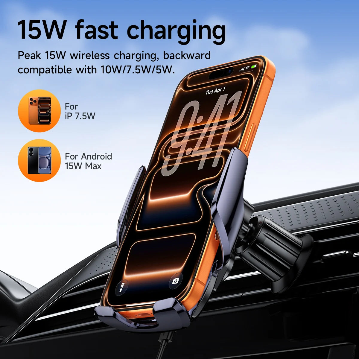 HOCO CA202 Plus 15W Smart Wireless Car Holder