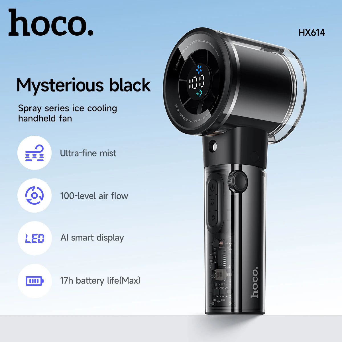 HOCO HX614 Portable Misting Fan with Digital Display