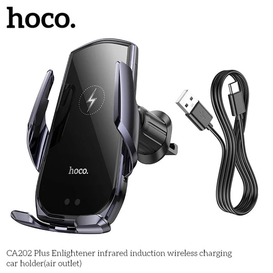 HOCO CA202 Wireless Car Charger Mount – Auto-Clamp Air Vent Holder
