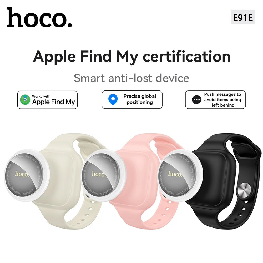 Hoco smart anti-lost device with Apple Find My certification on a white background