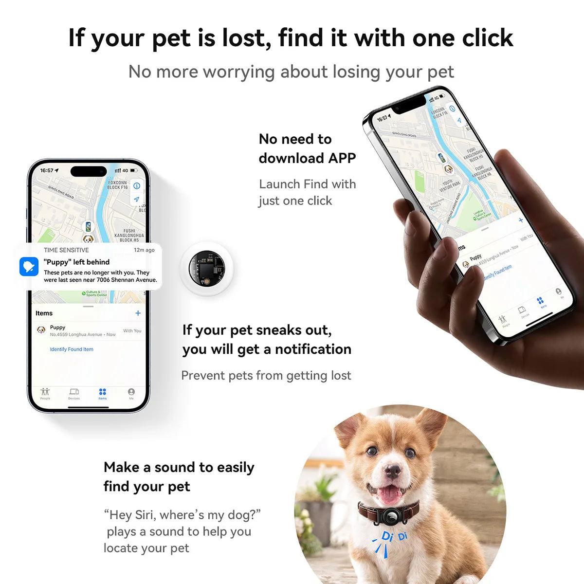 HOCO E91C Smart Pet Tracker with Apple Find My