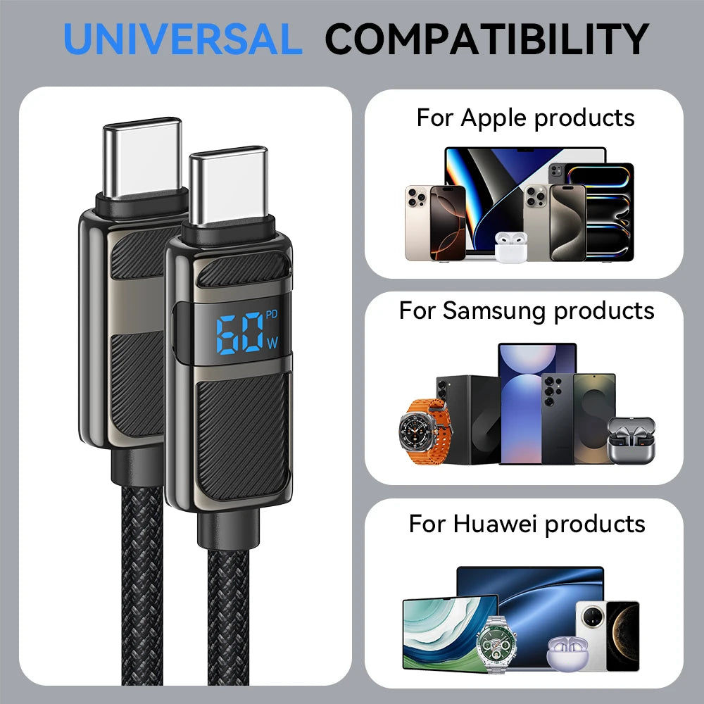 HOCO U137 PowerDisplay 60W USB-C Fast Charging Cable