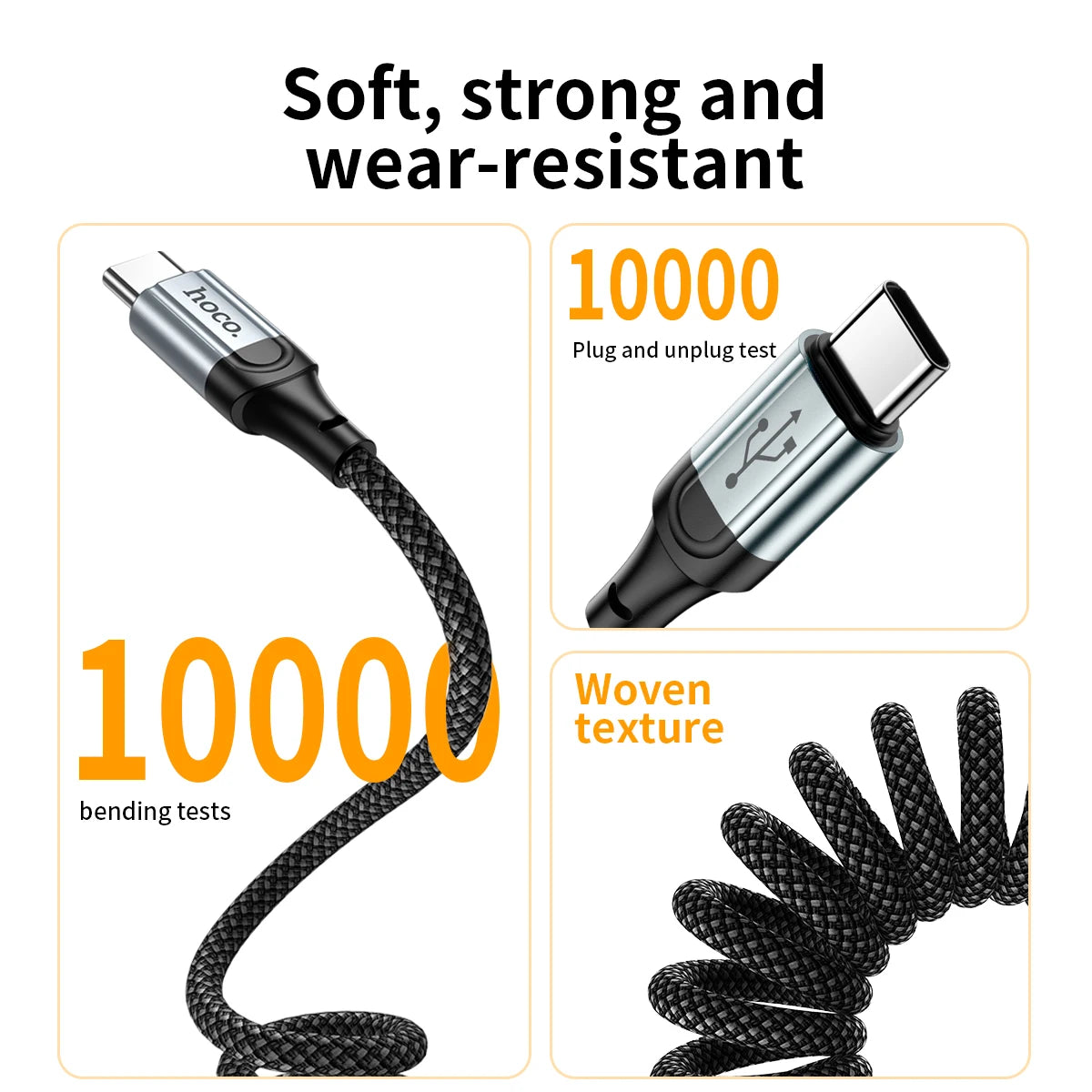 HOCO X121 60W USB-C Spiral Fast Charging Cable