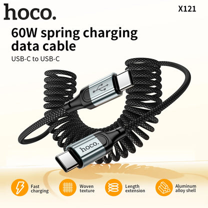 HOCO X121 60W USB-C Spiral Fast Charging Cable