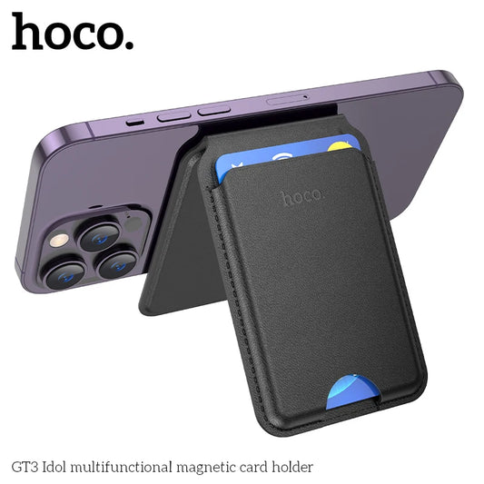Black hoco. multifunctional magnetic card holder with a phone case on a white background