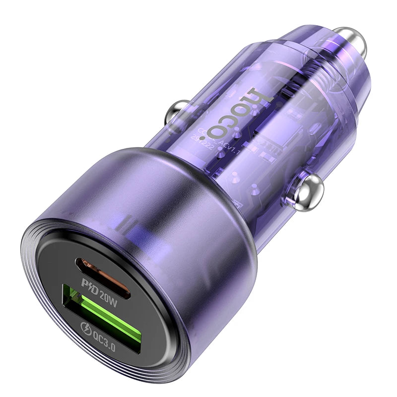 HOCO Z52 Transparent 38W PD + QC 3.0 Car Charger