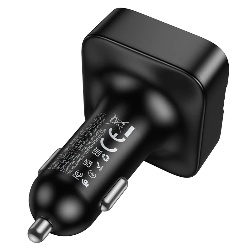 Black car charger on a white background
