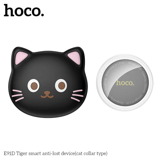 Black cat-shaped smart anti-lost device with 'hoco.' branding on a white background