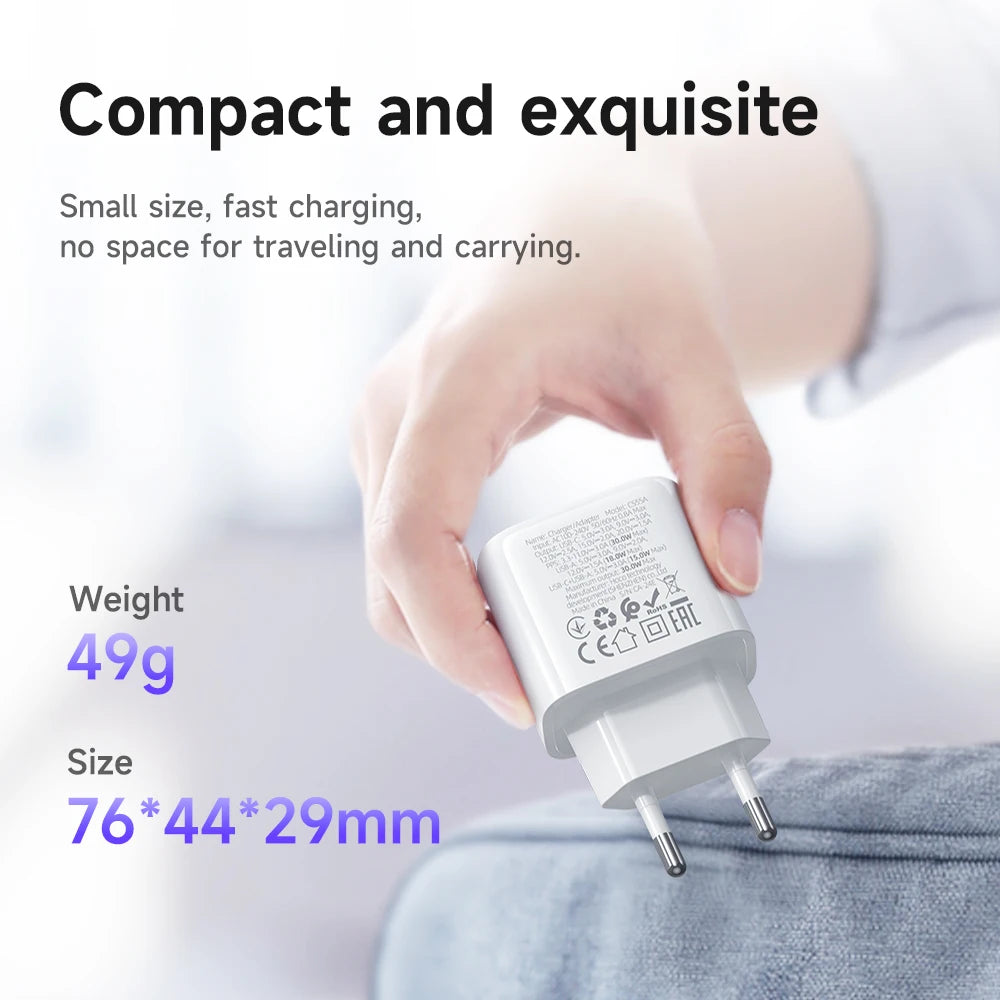 HOCO CS55A Dual Port PD 30W + QC 3.0 Wall Charger