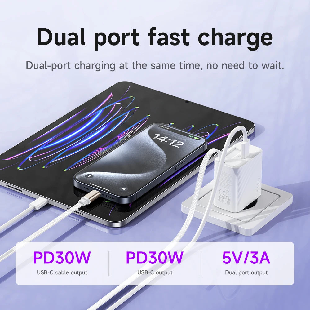 HOCO N58 30W GaN USB-C Charger with Retractable Cable