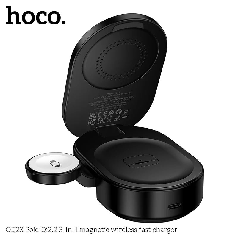 HOCO CQ23 Qi2 3-in-1 Magnetic Wireless Charger