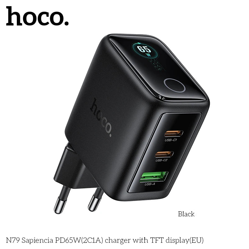 HOCO N79 65W GaN Fast Charger with TFT Display