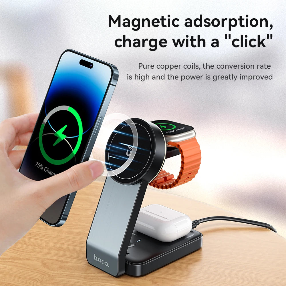 HOCO CQ3 3-in-1 Foldable Magnetic Wireless Charging Stand
