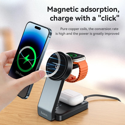 HOCO CQ3 3-in-1 Foldable Magnetic Wireless Charging Stand