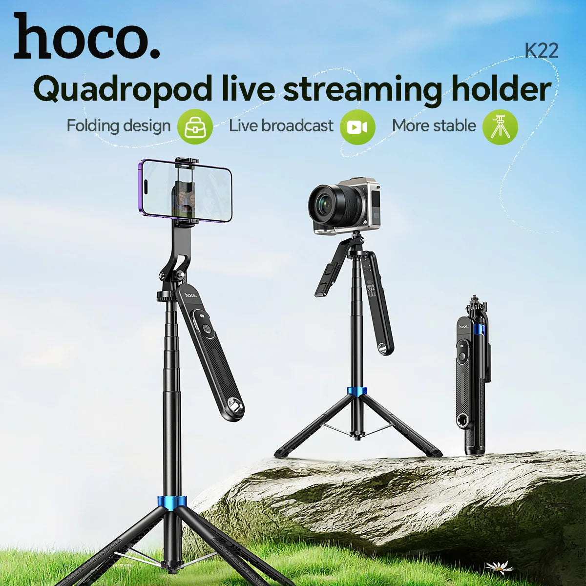 HOCO K22 Extendable Tripod with Bluetooth Remote