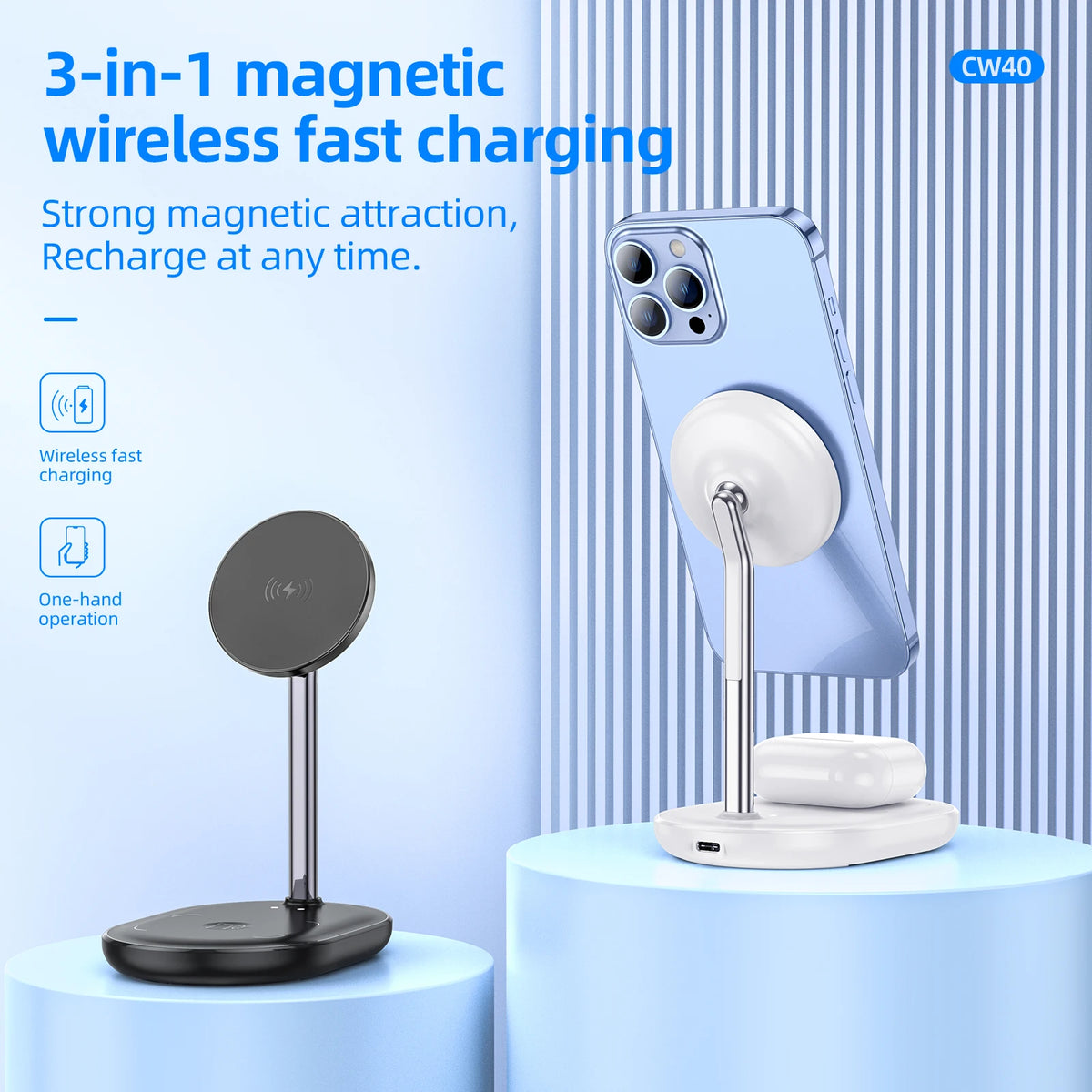 HOCO CW40 3-in-1 Magnetic Wireless Charging Stand