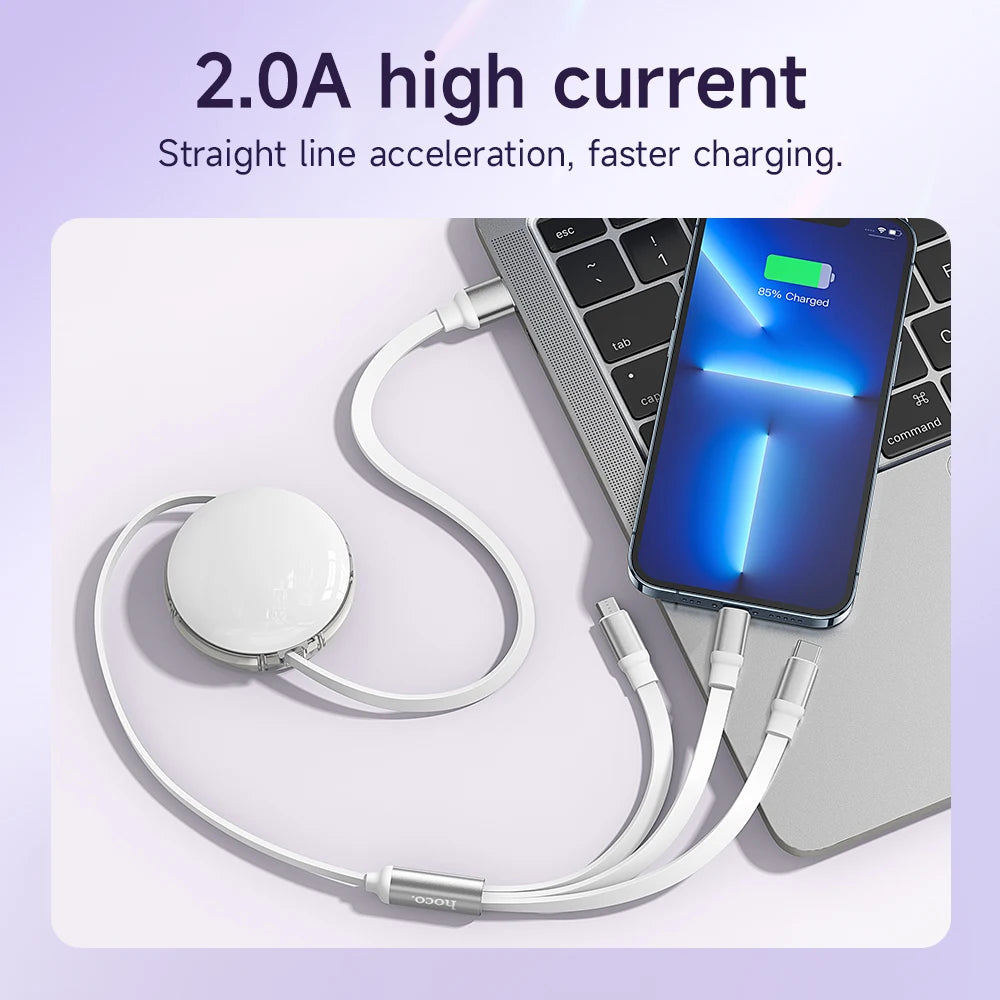 HOCO X78 Retractable 3-in-1 Charging Cable
