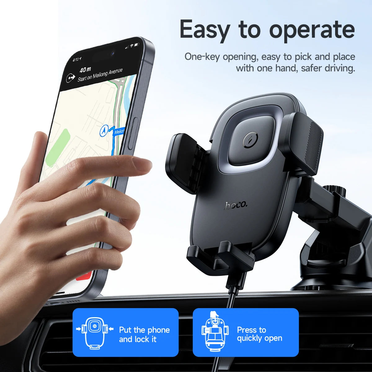 HOCO HW32 Signature Wireless Charging Car Mount