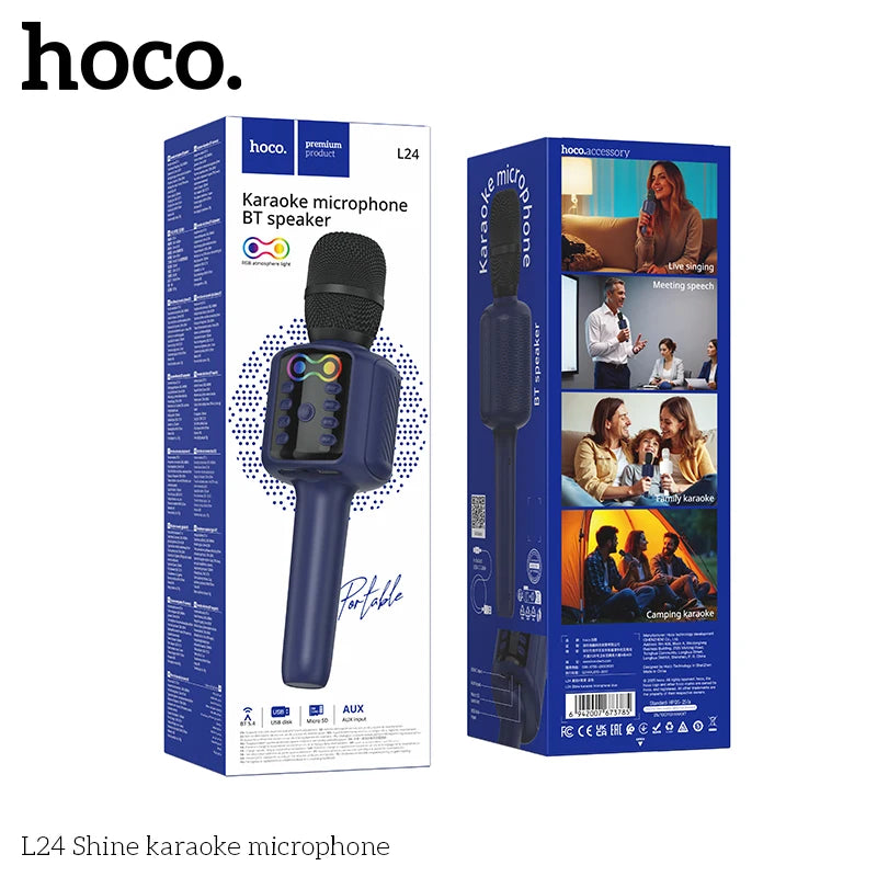 Hoco L24 Shine karaoke microphone packaging on a white background